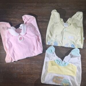 3 VTG Little Me Footed Pajamas Sleepers Baby Sleepwear 3-6 Months USA made
